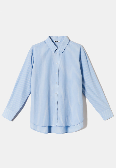 TALLY WEiJL, Light Blue Oversize Shirt with White Stripes for Women