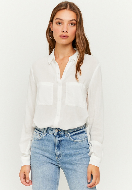 TALLY WEiJL, White Buttoned Down Plain Basic Shirt for Women