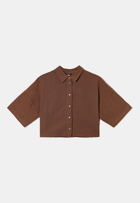 TALLY WEiJL, Brown Linen Loose Shirt for Women