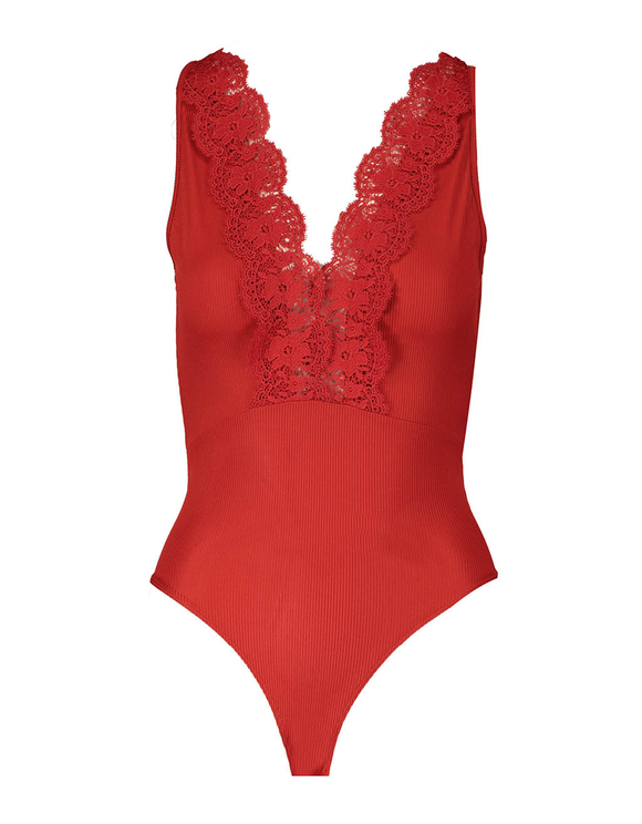 red lace leotard