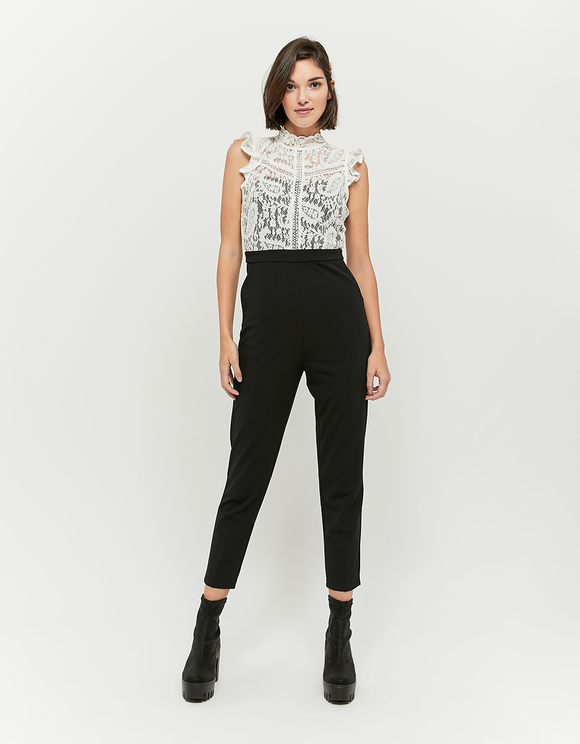 Schwarz Weisser Jumpsuit Mit Spitze Tally Weijl Online Shop