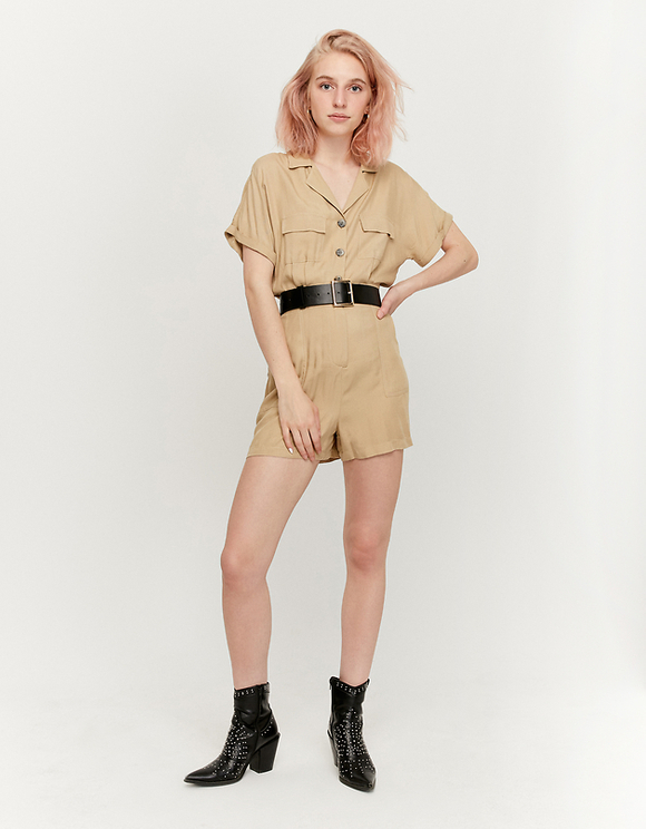 beige cargo playsuit