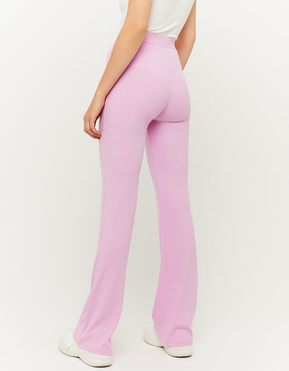 Pink Ribbed Flare Leggings | TALLY WEiJL Online Shop