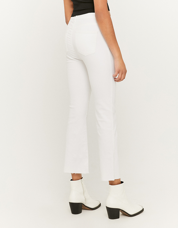 white high waisted cropped trousers