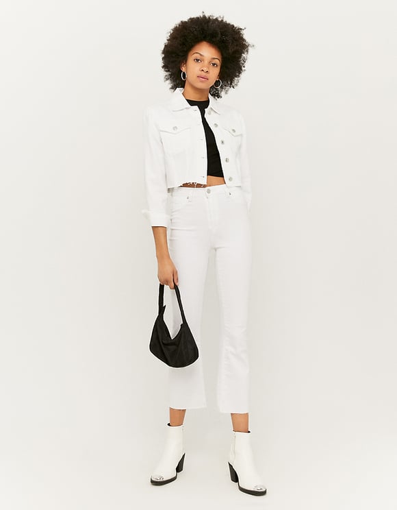 white high waisted cropped trousers