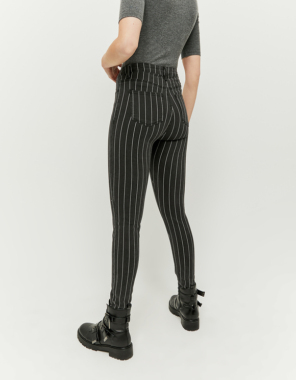 high waisted pinstripe jeans