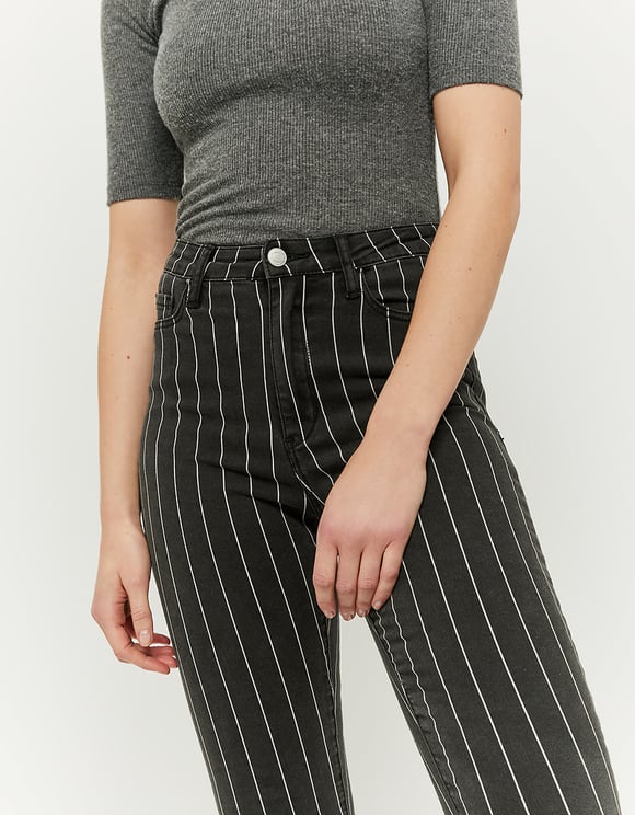 high waisted pinstripe jeans