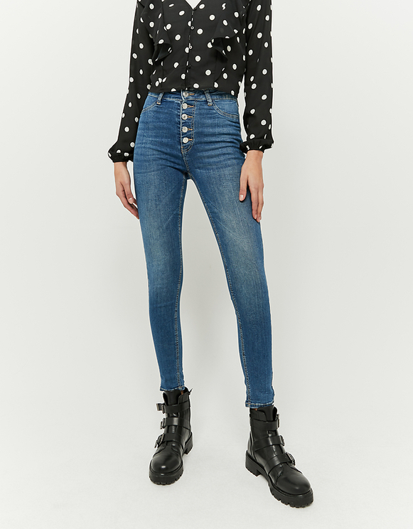 high waisted skinny jeans with buttons