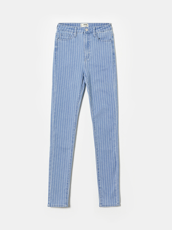 high waisted pinstripe jeans