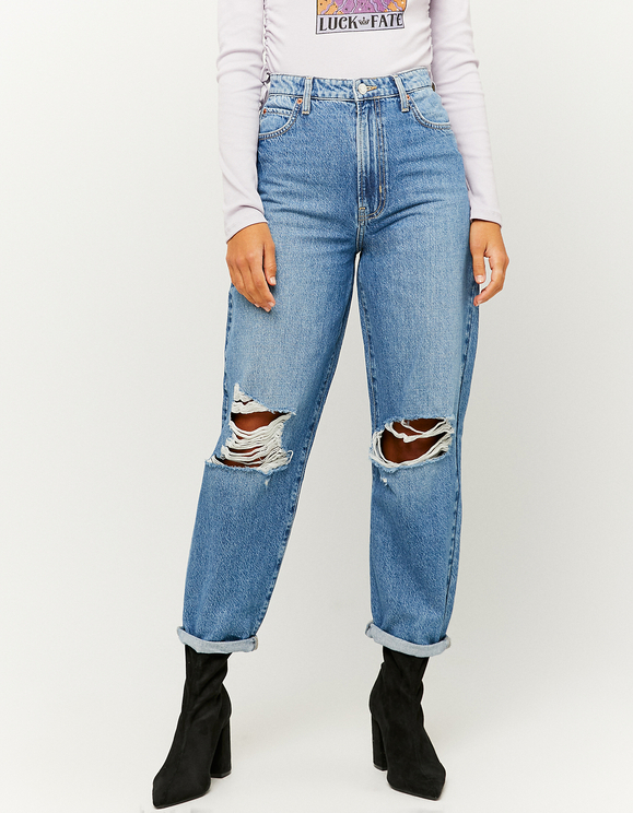 mom jeans high waisted ripped