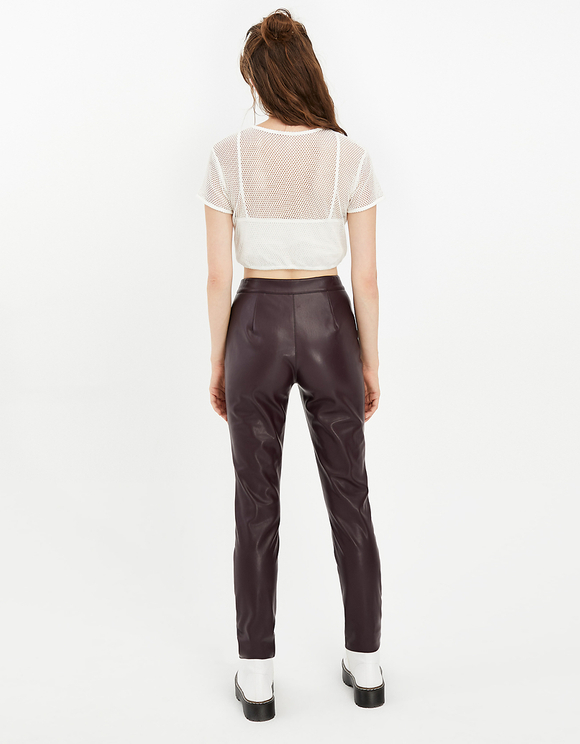 burgundy leather trousers