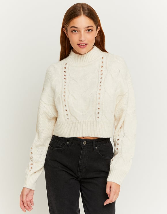 White Fitted Turtle Neck Jumper
