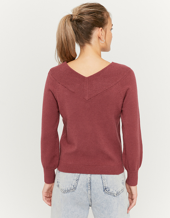 red v neck jumper