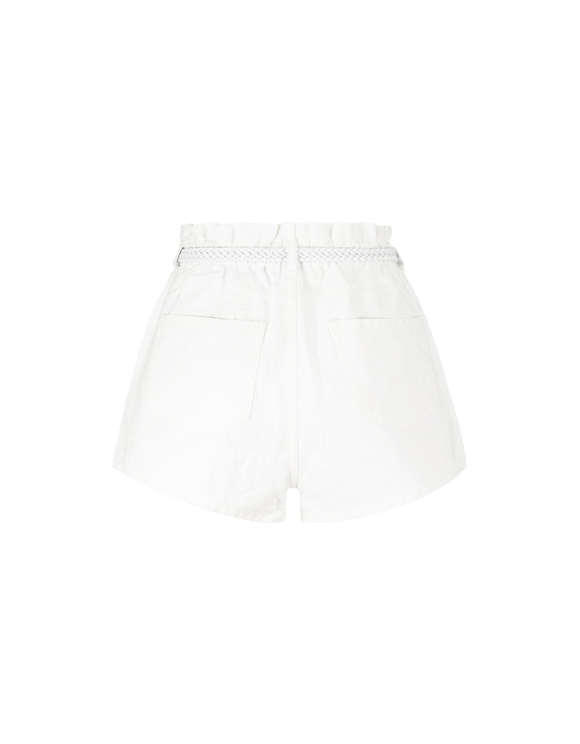 white paperbag denim shorts