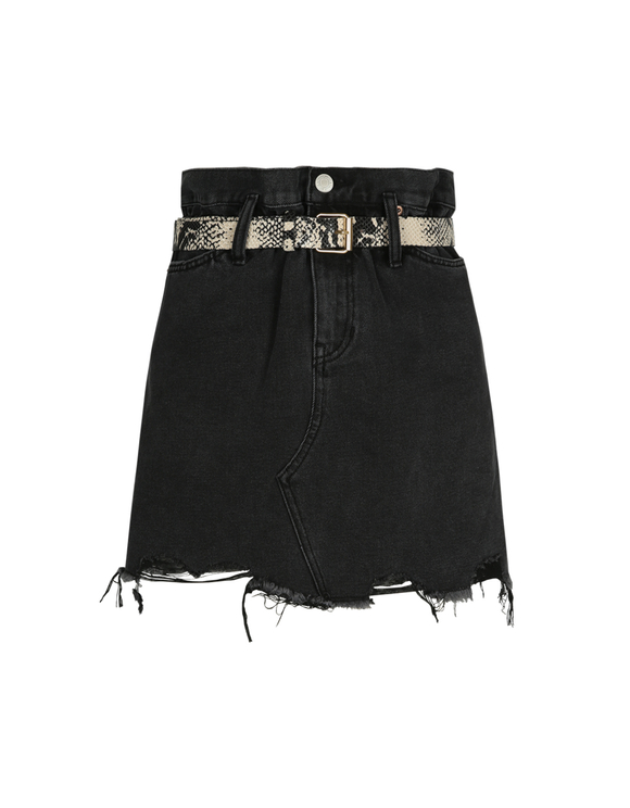 black paperbag denim skirt