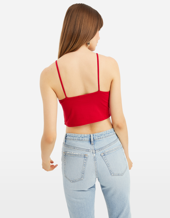 red crop top with jeans