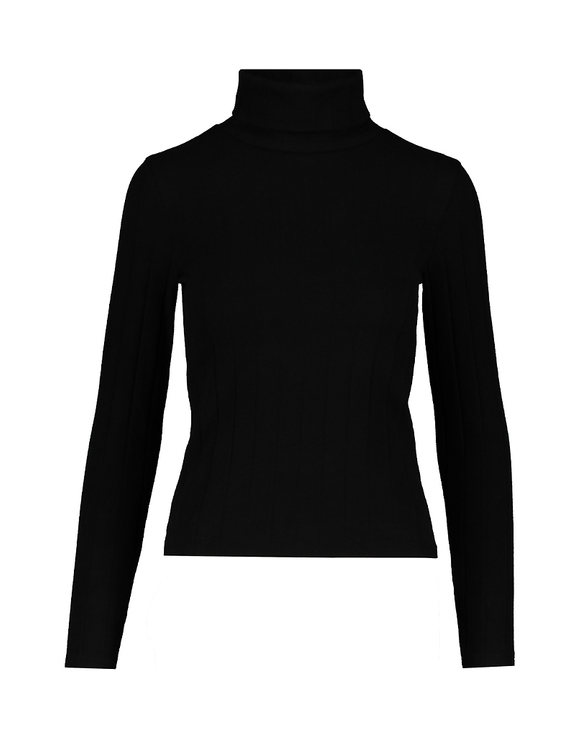 black ribbed high neck top