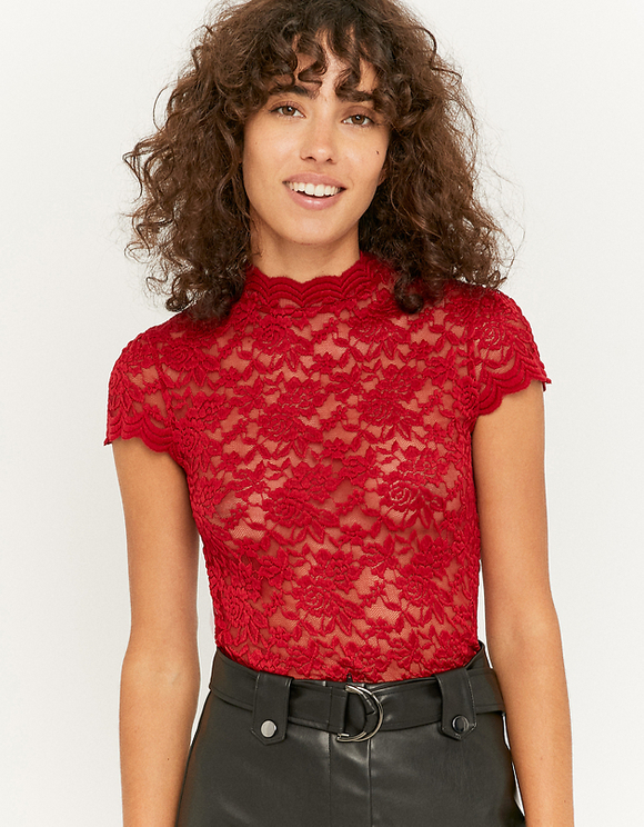 Red Lace Top | TALLY WEiJL Online Shop