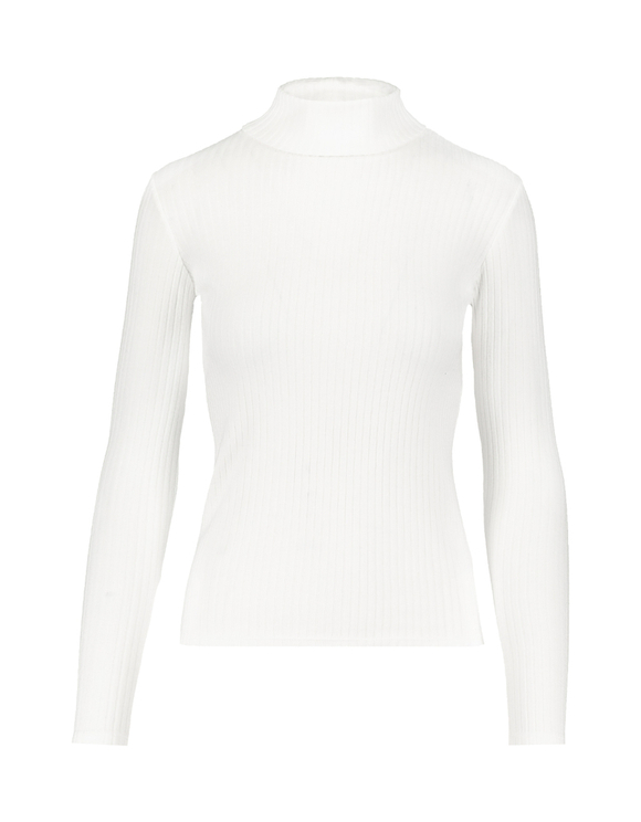 white ribbed high neck top