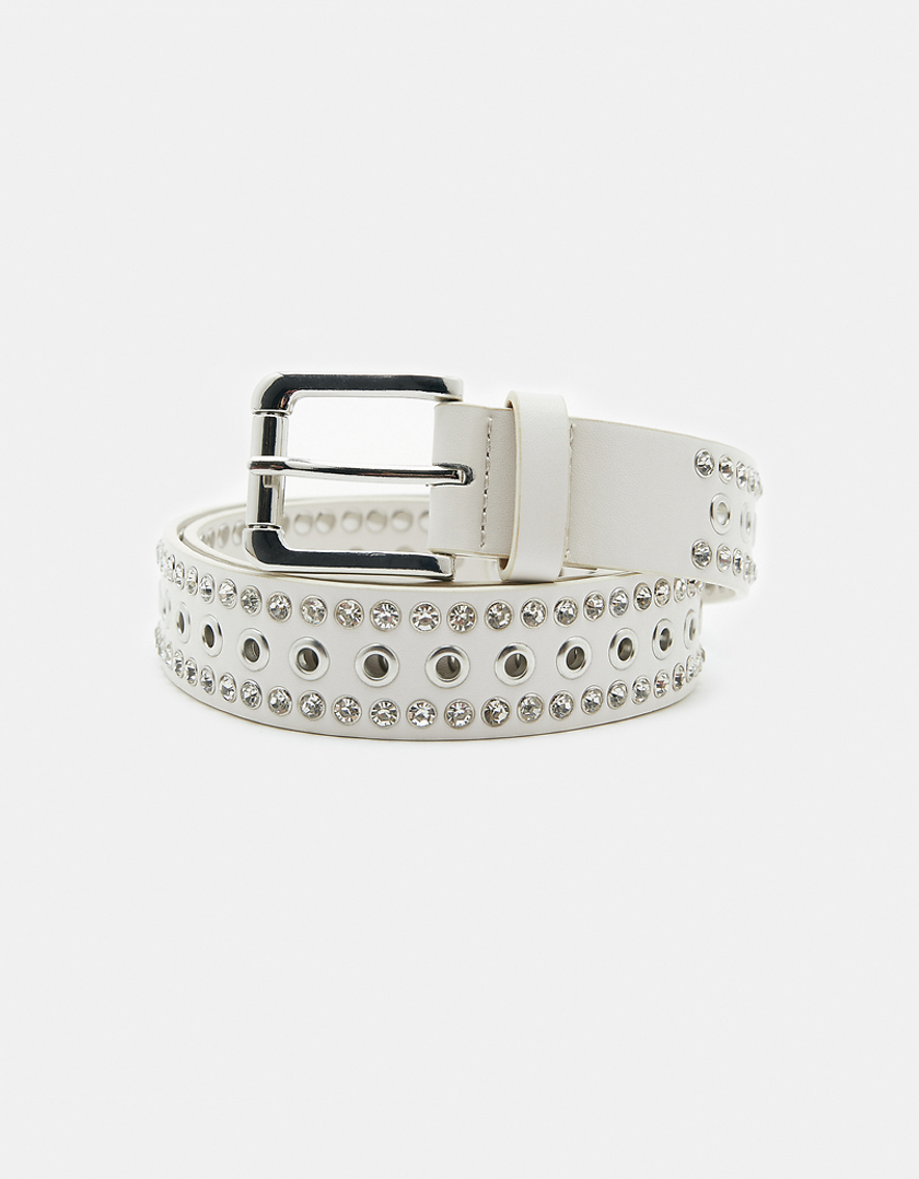 TALLY WEiJL, Ceinture Blanche à Oeillets avec Strass for Women