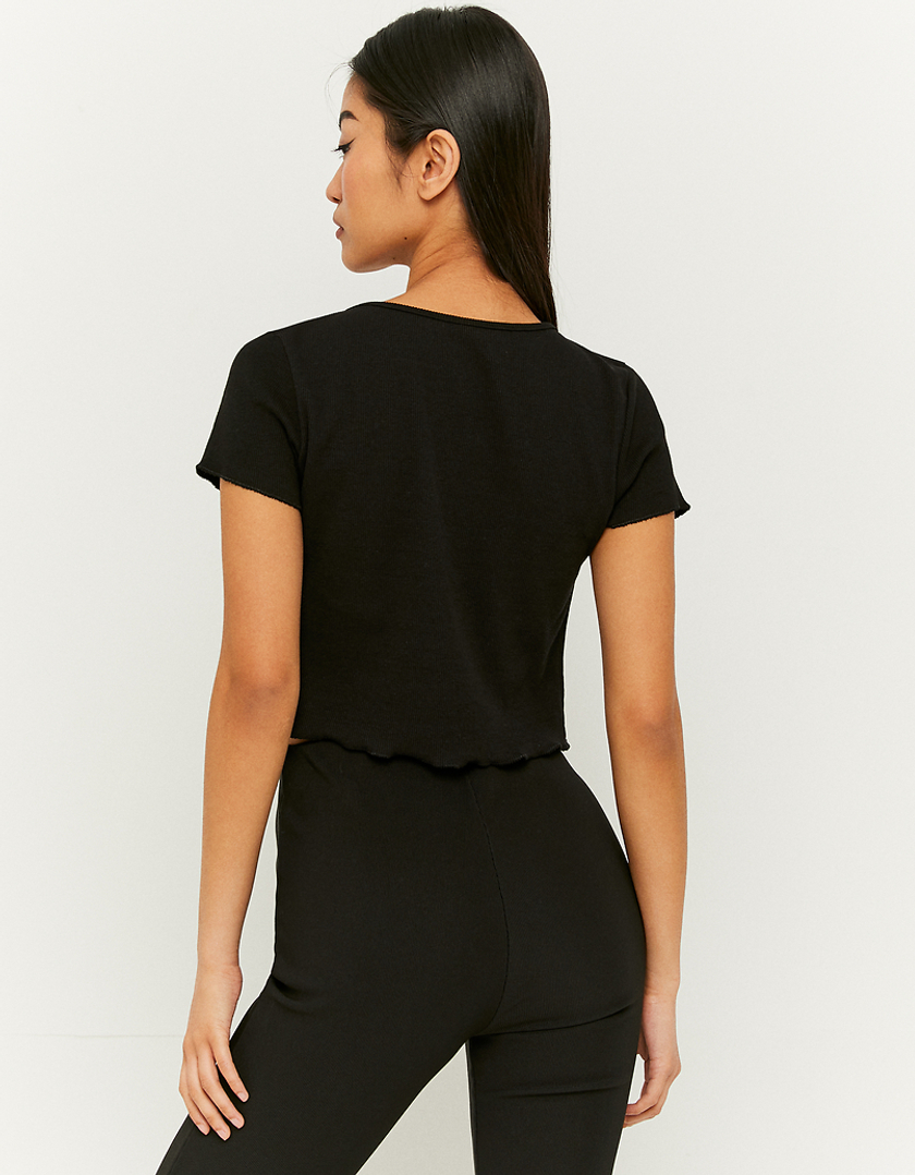 TALLY WEiJL, Black Cropped Fancy Detail Top for Women