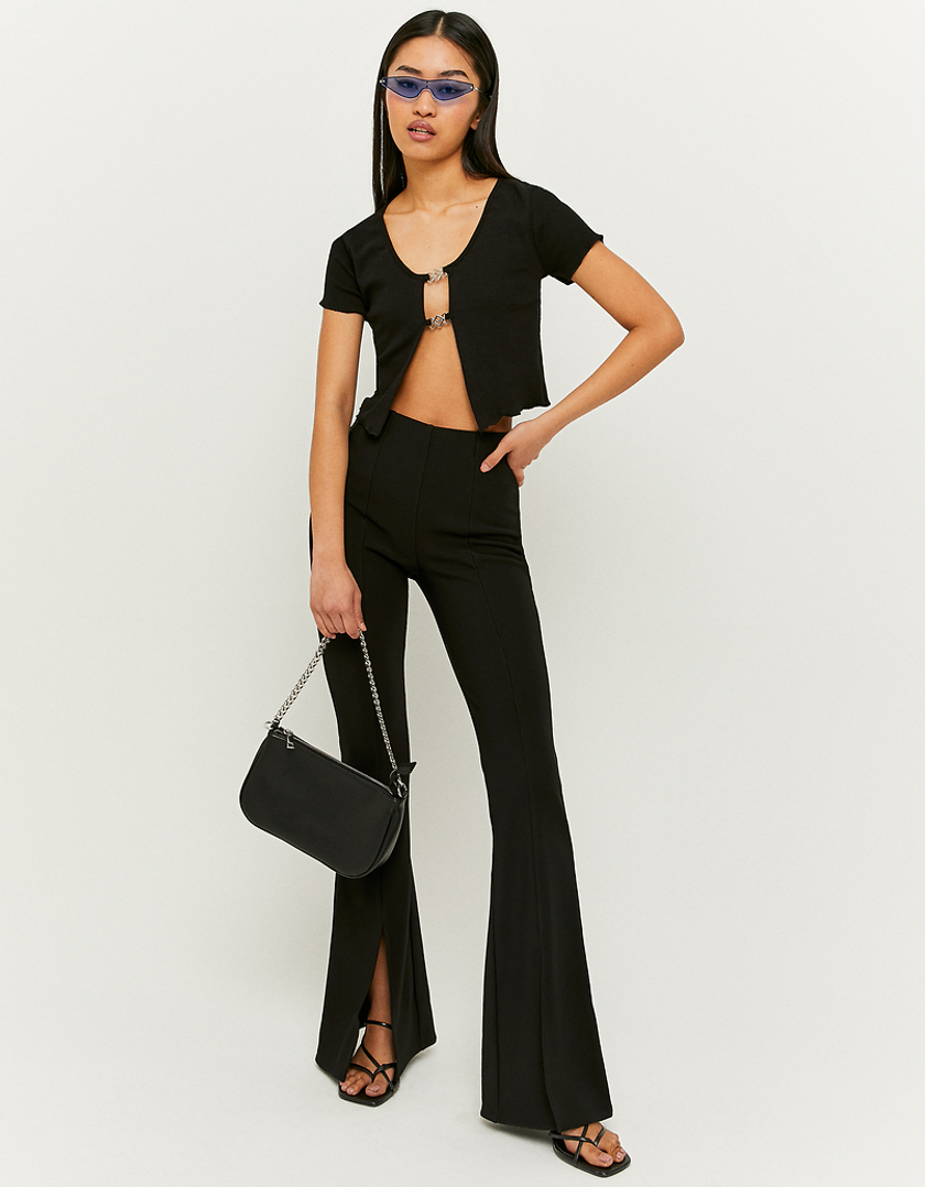 TALLY WEiJL, Black Cropped Fancy Detail Top for Women