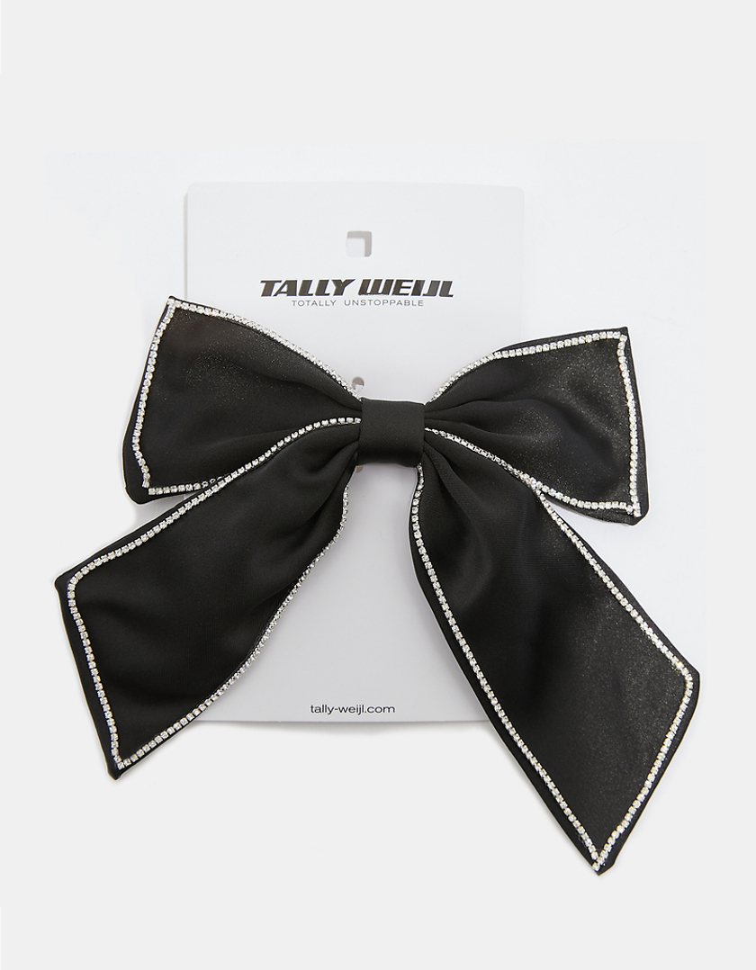 TALLY WEiJL, Black Hair Bow Clip with Strass for Women