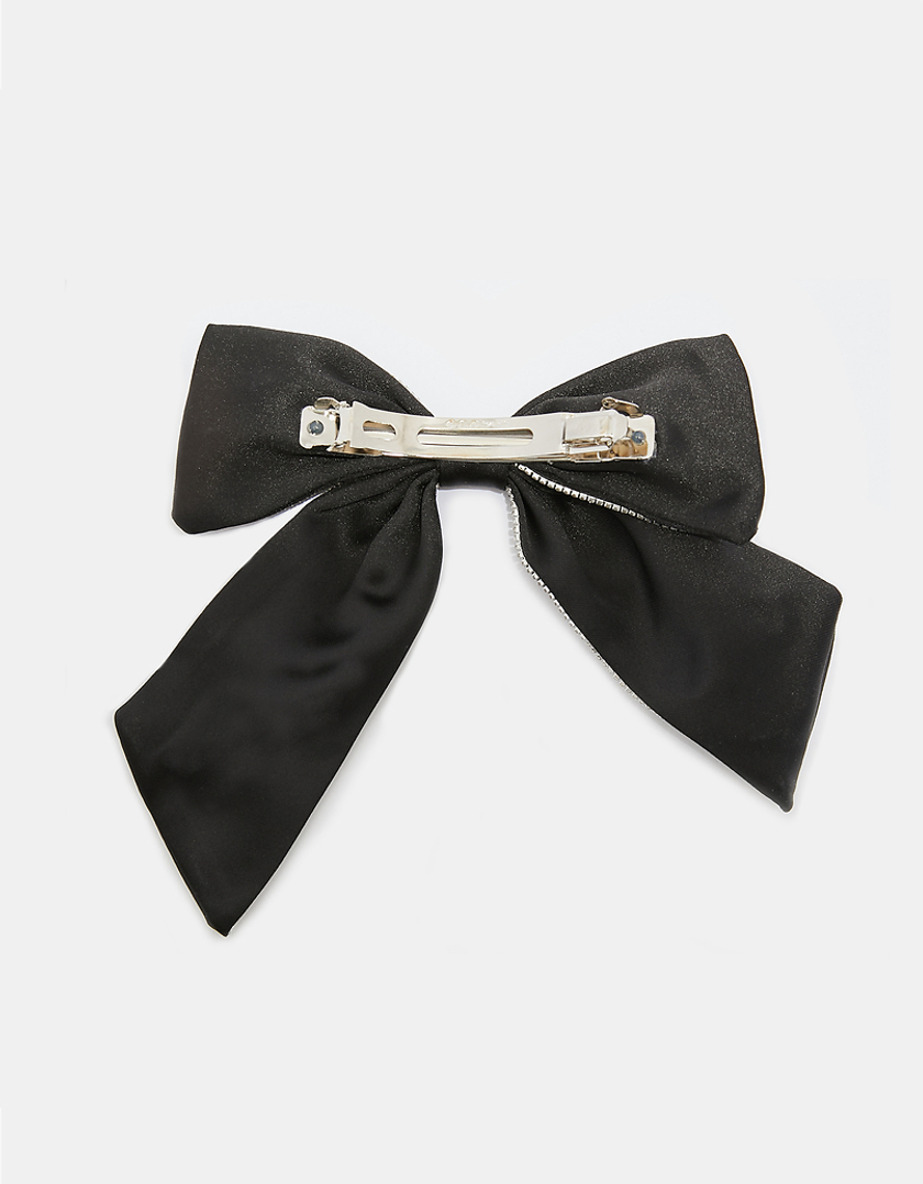 TALLY WEiJL, Black Hair Bow Clip with Strass for Women