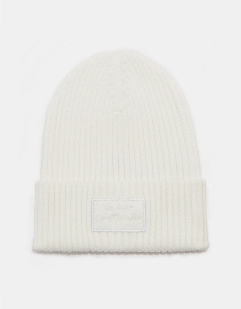 TALLY WEiJL, White Ribbed Beanie for Women