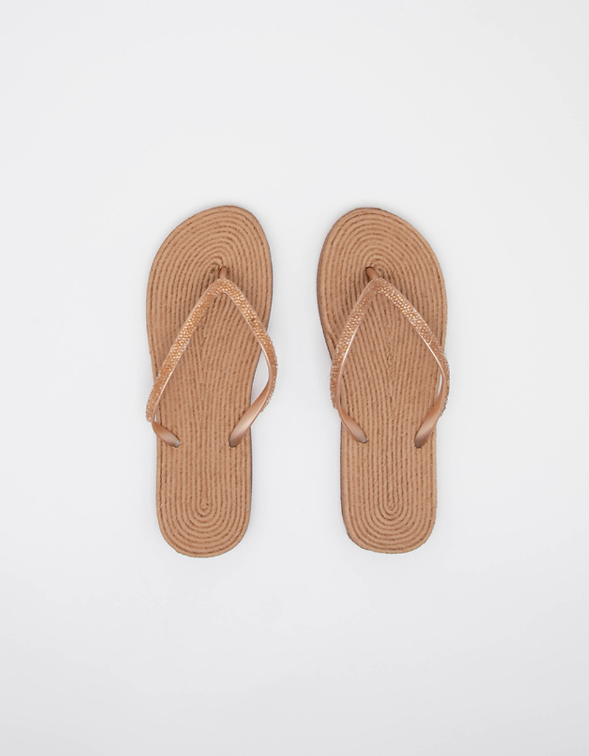 TALLY WEiJL, Beige Flip-Flops mit Stroh-Sohle for Women