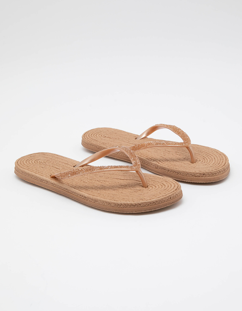 TALLY WEiJL, Beige Flip-Flops mit Stroh-Sohle for Women