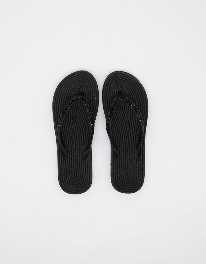 TALLY WEiJL, Schwarze Flip-Flops mit Stroh-Sohle for Women