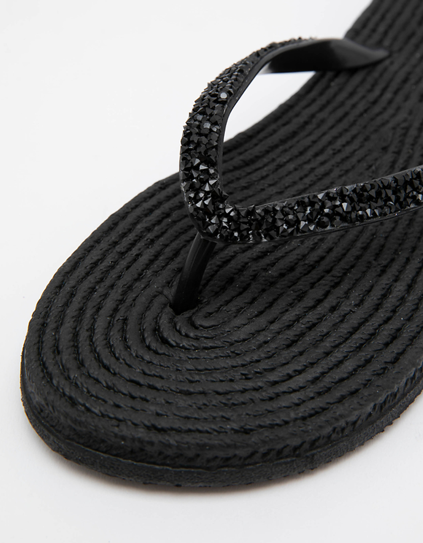 TALLY WEiJL, Schwarze Flip-Flops mit Stroh-Sohle for Women