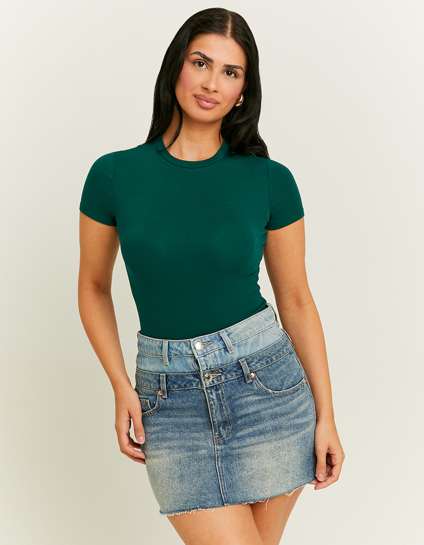 TALLY WEiJL, Grüner Basic Bodysuit mit kurzen Ärmeln for Women