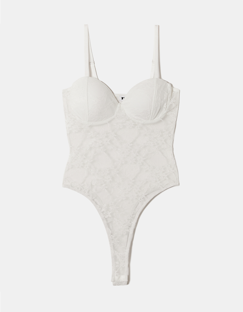 TALLY WEiJL, Body Blanc Corset en Dentelle for Women