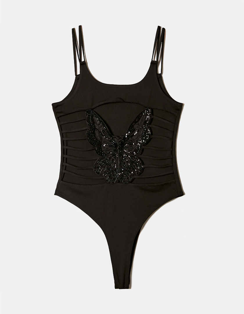 TALLY WEiJL, Black Cut Out with Embellished Butterfly for Women