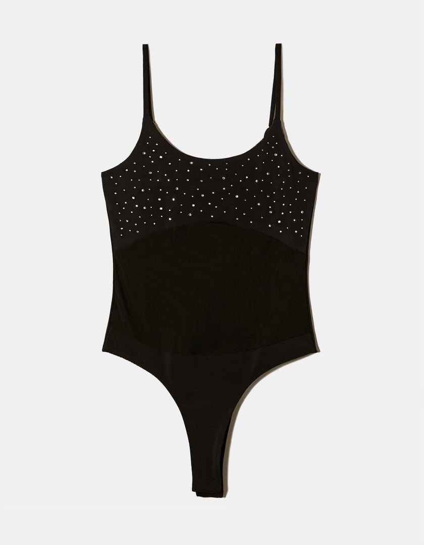 TALLY WEiJL, Black Bodysuit with Strass for Women