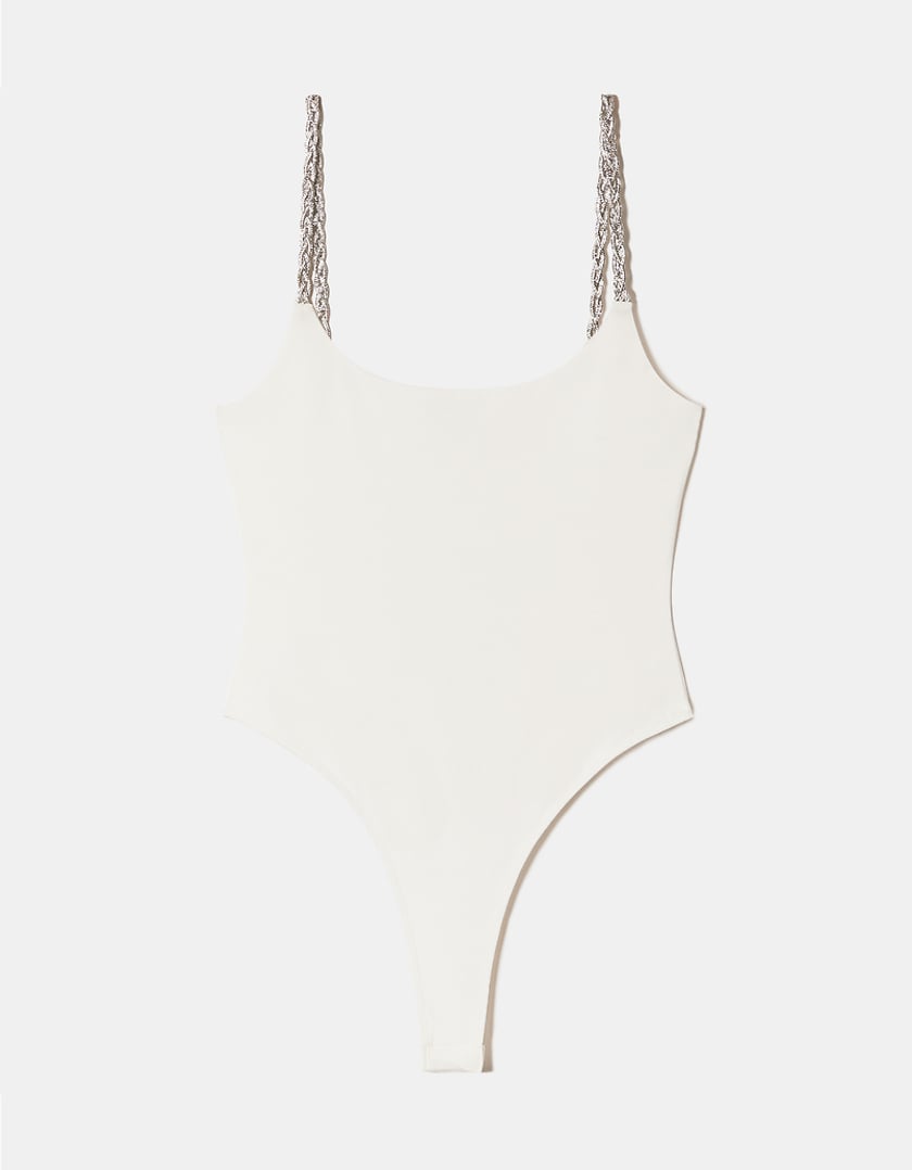 TALLY WEiJL, Body Blanc avec Chaîne en Strass for Women