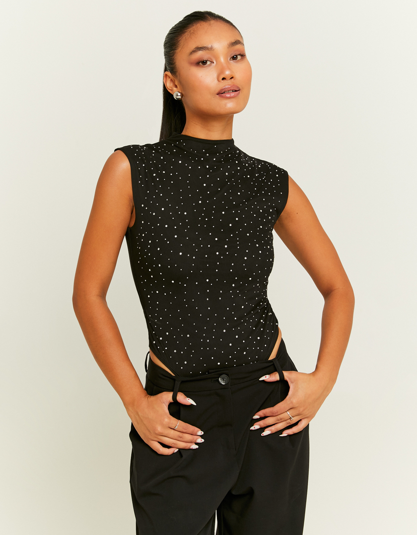 TALLY WEiJL, Black Bodysuit with Strass for Women