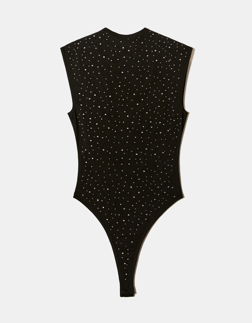 TALLY WEiJL, Black Bodysuit with Strass for Women