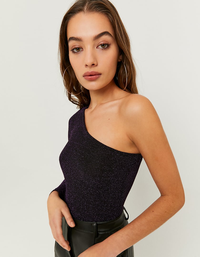 TALLY WEiJL, One Shoulder Lurex Bodysuit for Women