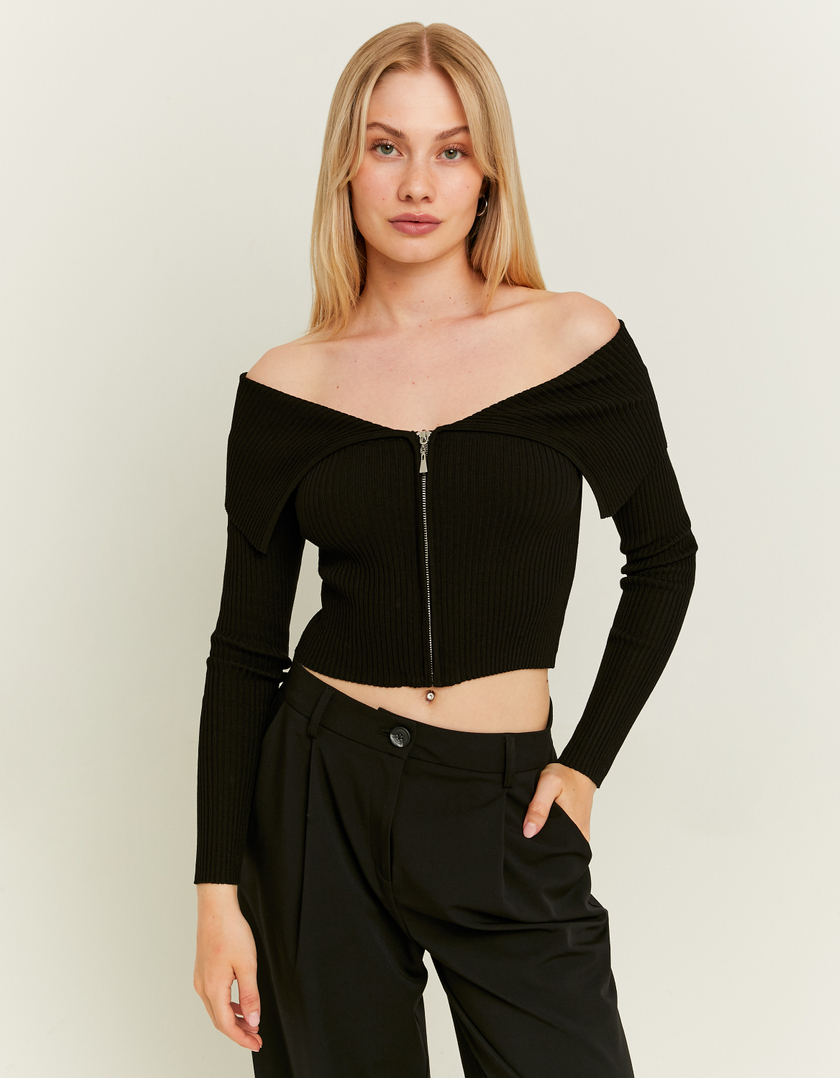 TALLY WEiJL, Black Off Shoulder Cardigan for Women