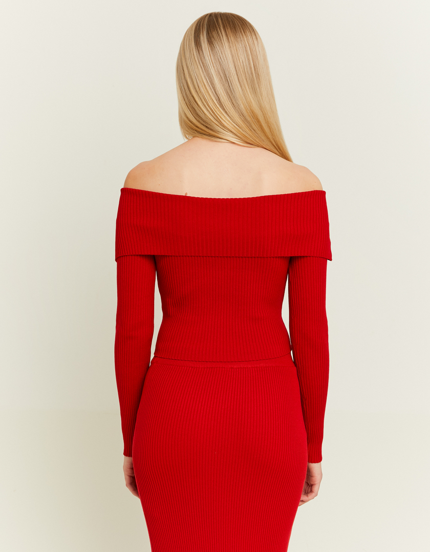 TALLY WEiJL, Red Off Shoulder Cardigan for Women