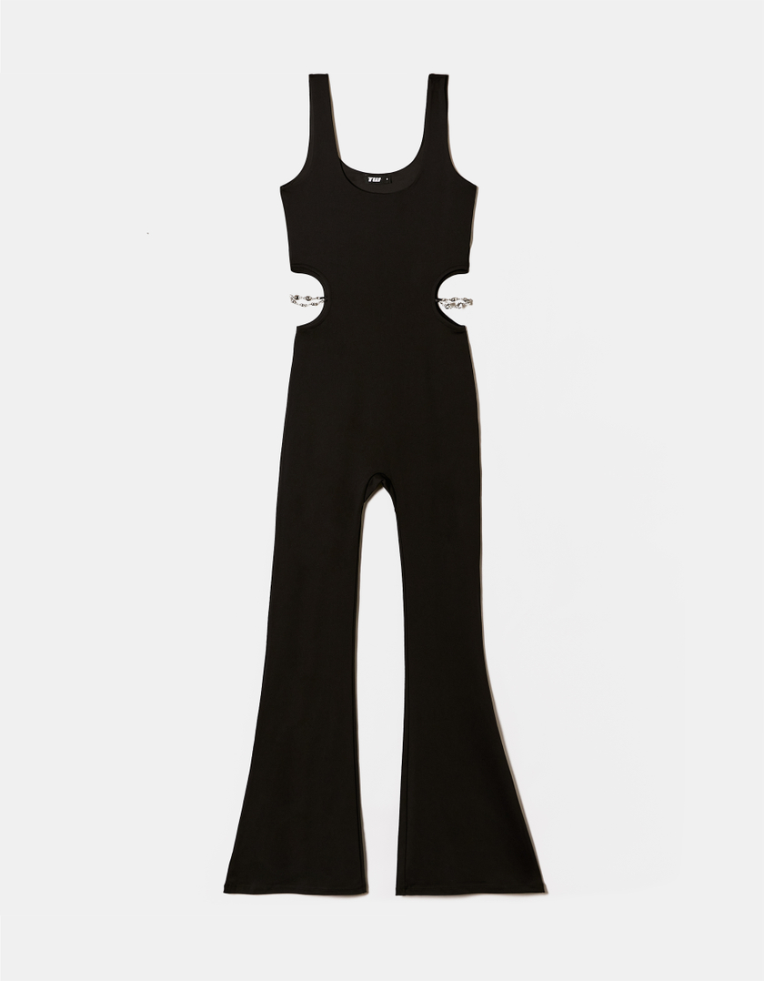 TALLY WEiJL, Black Jumpsuit with Cut Outs and Strass Detail for Women