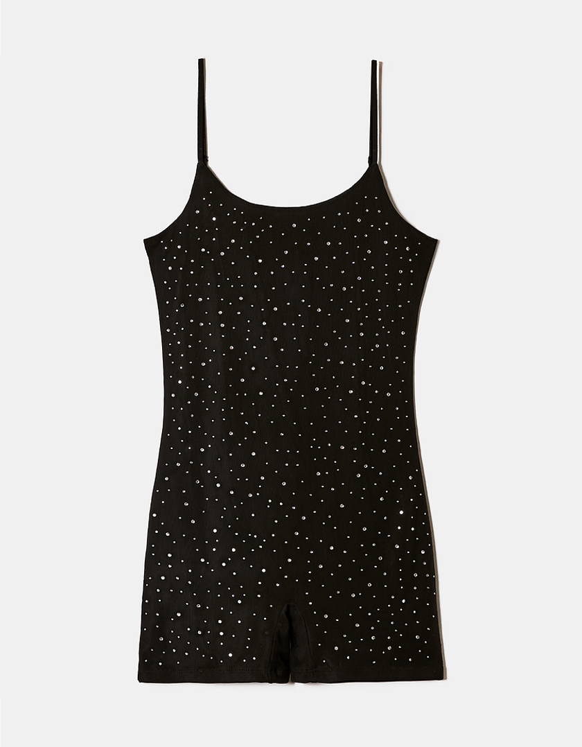 TALLY WEiJL, Mini Jumpsuit Μαύρο με Strass for Women