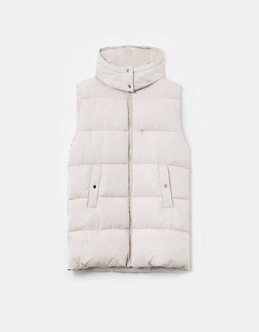 TALLY WEiJL, White Long Puffer Vest for Women