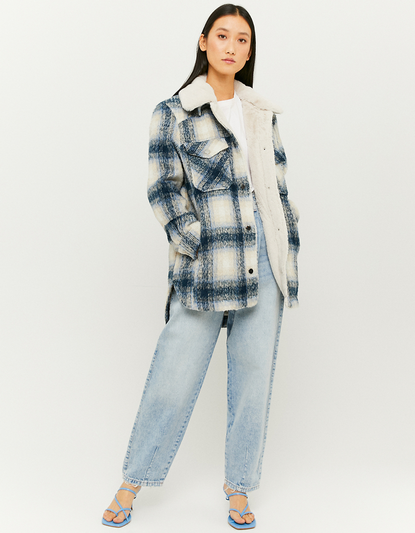 TALLY WEiJL, Blue Check Oversize Shacket for Women