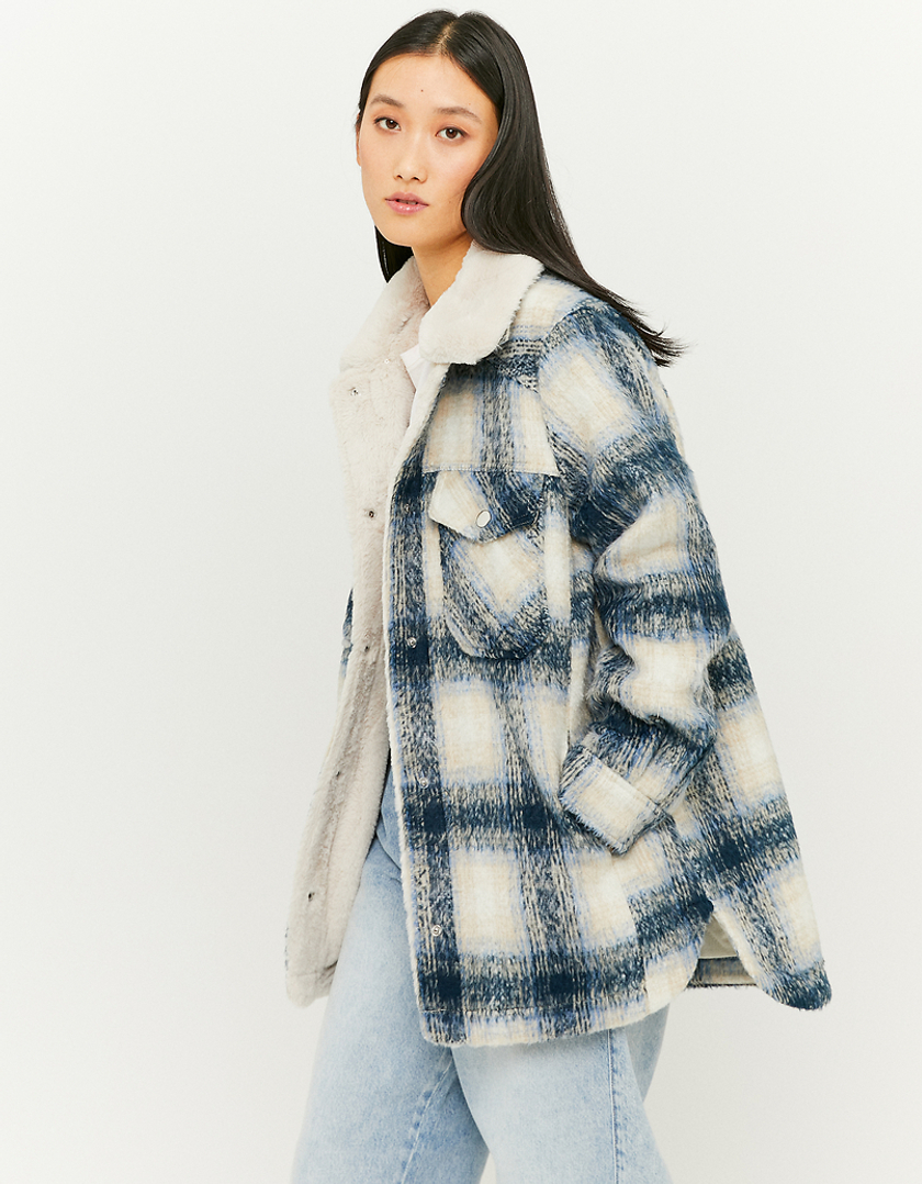 TALLY WEiJL, Blue Check Oversize Shacket for Women