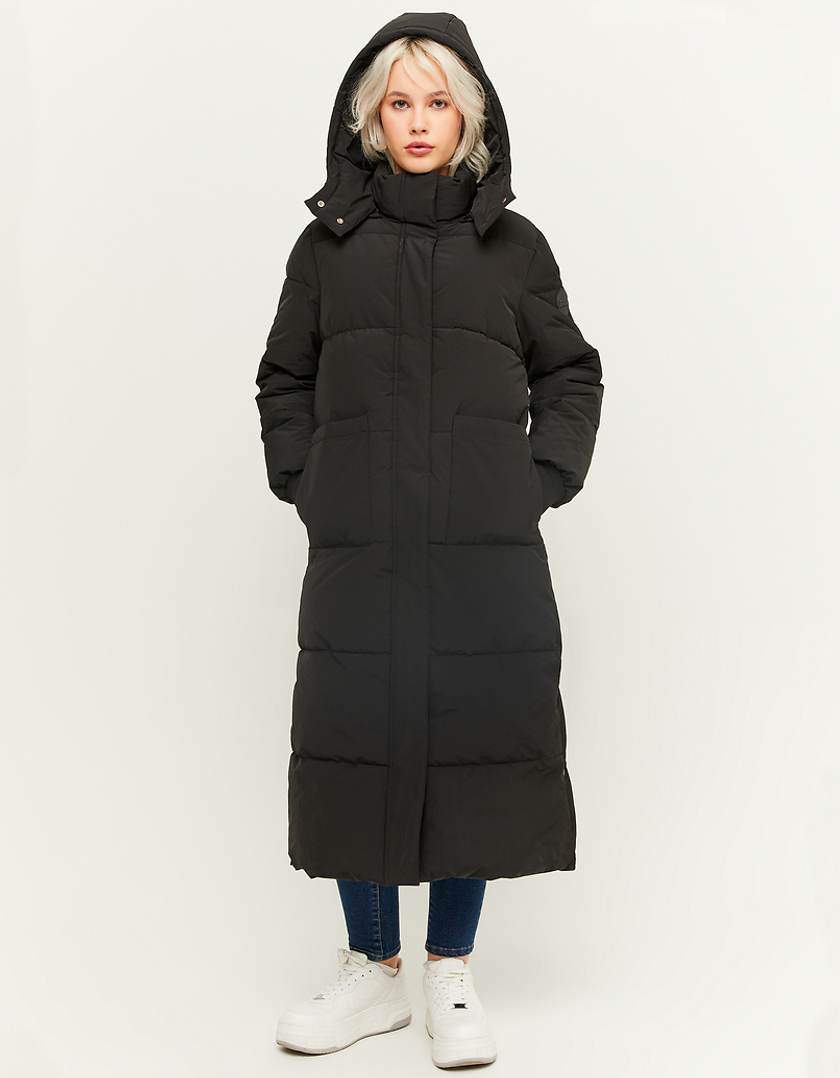 Black long winter coat womens online