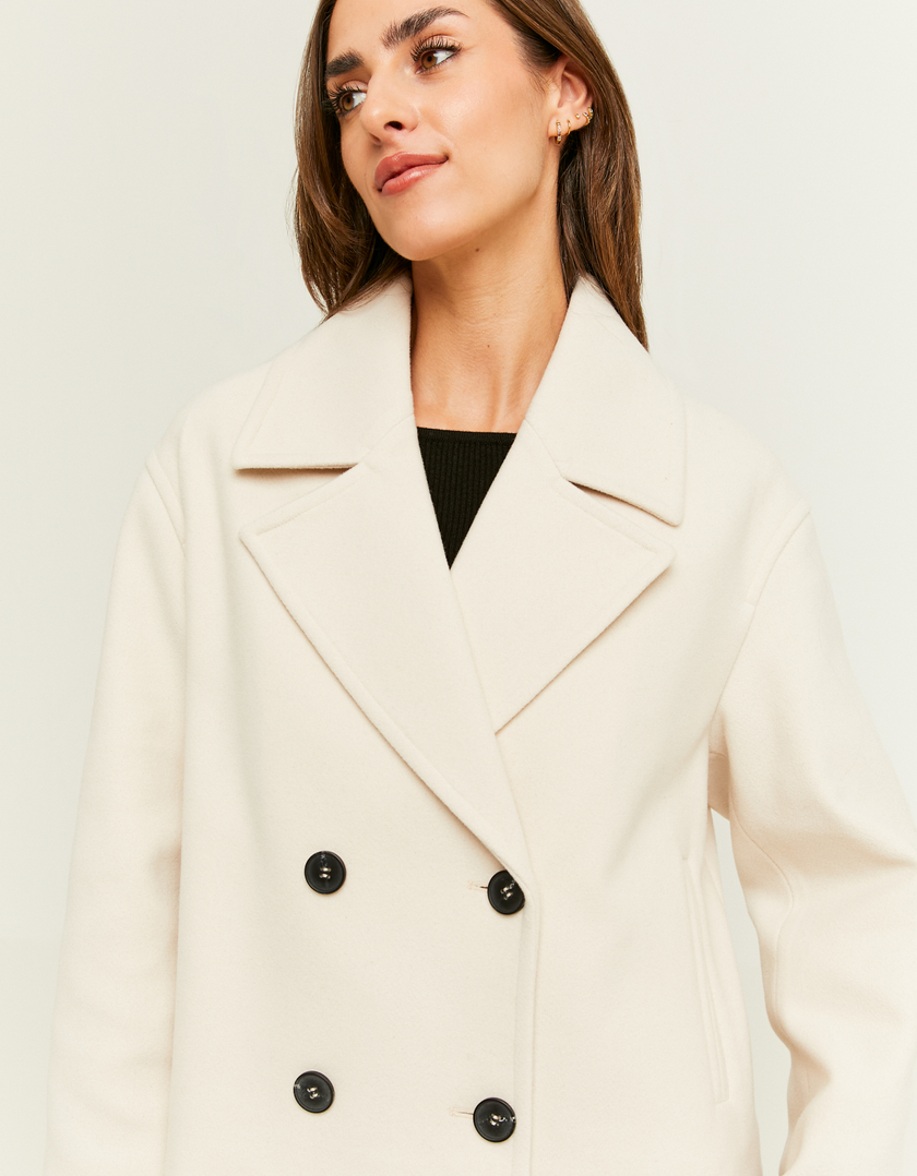 TALLY WEiJL, Beige Cropped Fake Wool Coat for Women